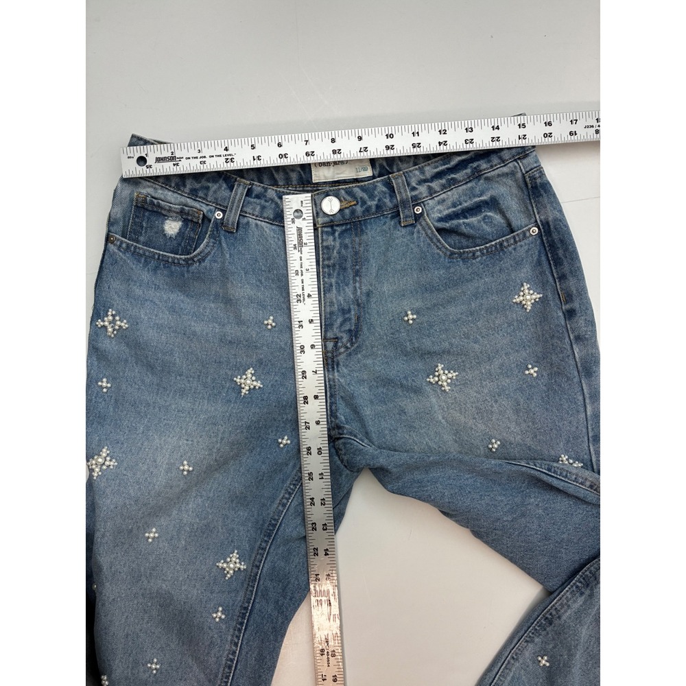 Banjara Pearl Starburst Embellished High Rise Straight Leg Jeans Blue 11/29 - Picture 5 of 11